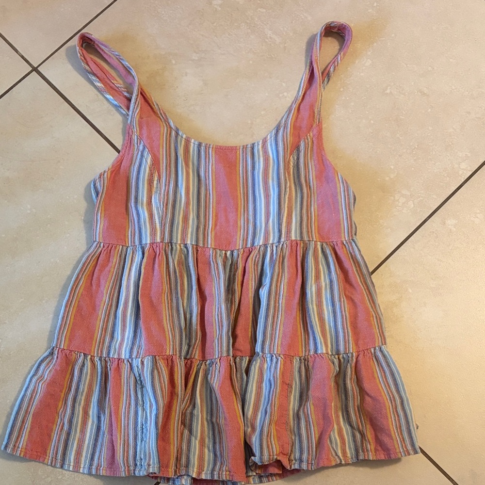 Striped Sleeveless Tiered Tank